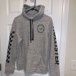 Hollister Gray and Black Hooded Sweater